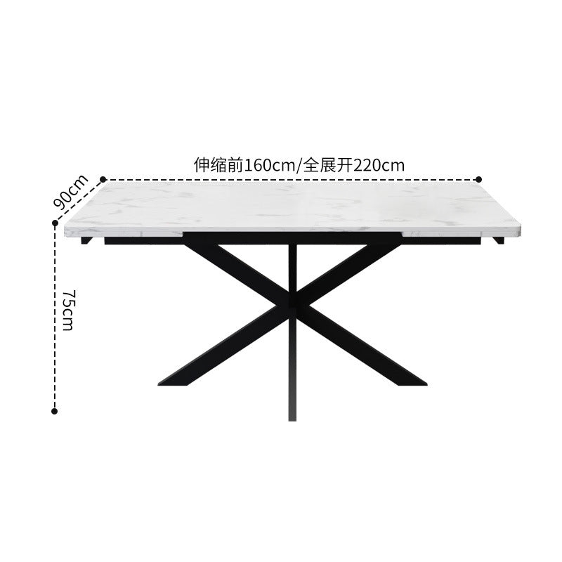 Customizable italian sintered stone rectangular dining table - minimalist modern design for small spaces, light luxury nordic style, with extendable leaf