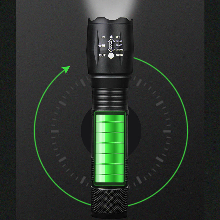 LED strong light telescopic zoom remote shooting outdoor USB charging flashlight side light OSB strong light built-in flashlight