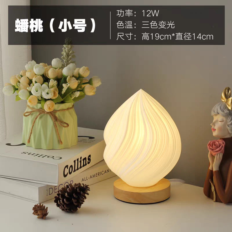 French cream style 3d solid wood table lamp - living room, bedroom, bedside, trendy romantic ambiance decorative ornament night light
