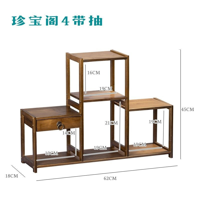 Desktop bogu rack solid wood chinoiserie small tea ornaments tea set purple clay pot multi-layer storage rack duobao pavilion