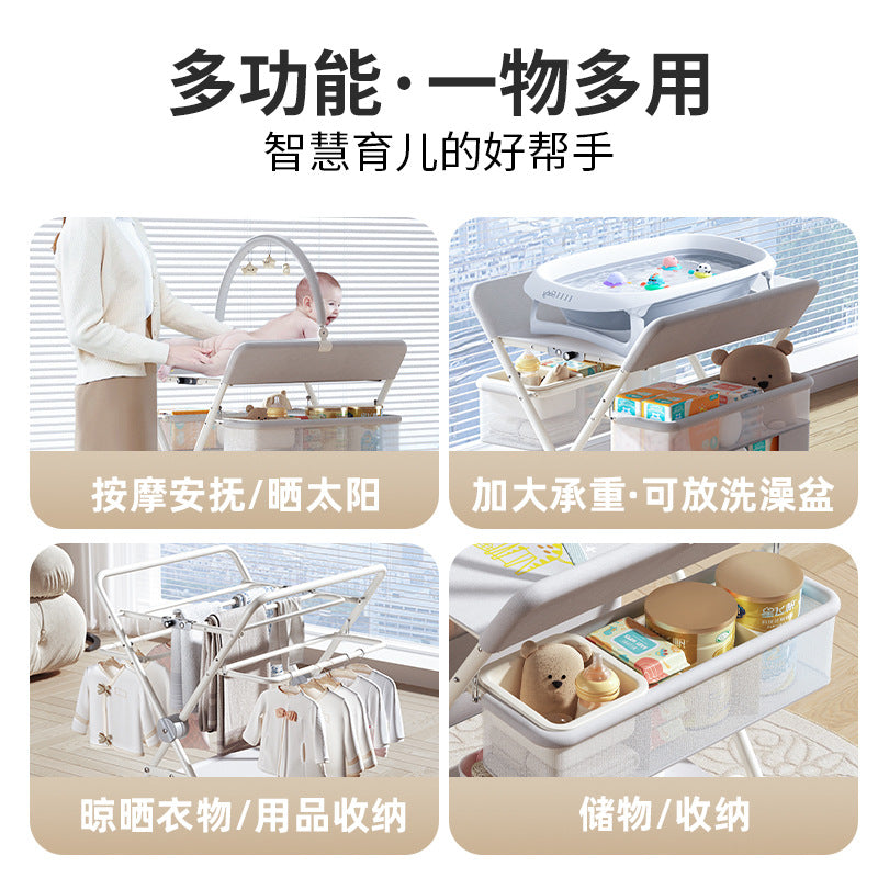 Diaper changing table - portable, multifunctional, foldable, washable baby bed for diaper changing and bathing