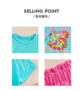 kids two-piece set lake blue mushroom printing round neck t-shirt pink shorts girl summercasualsuit