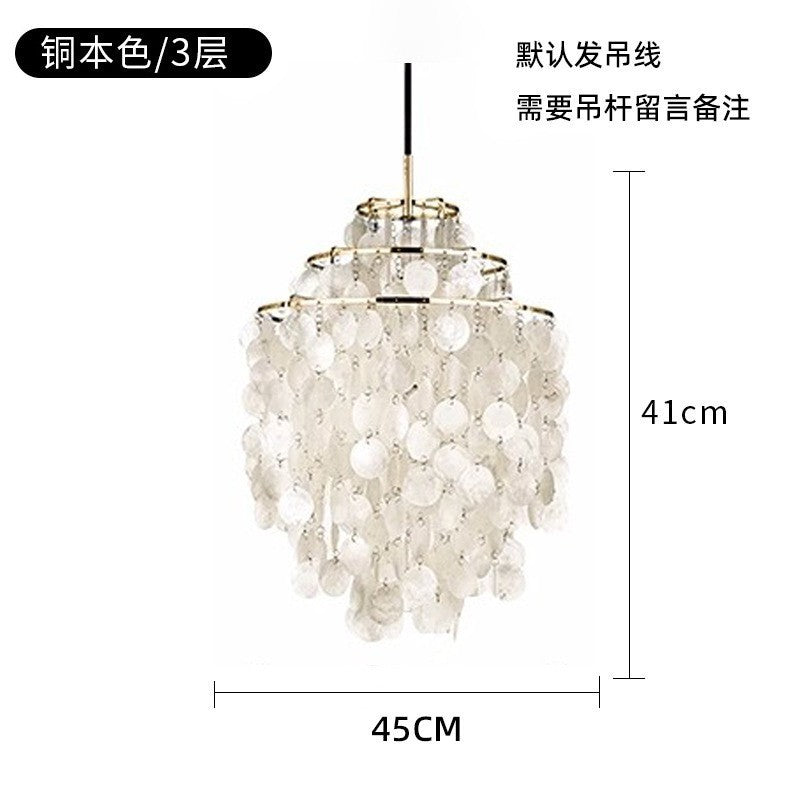 French Romantic Shell Chandelier Cream Wind Living Room Chandelier Italian Designer Bedroom Light Wind Chime Restaurant Lighting