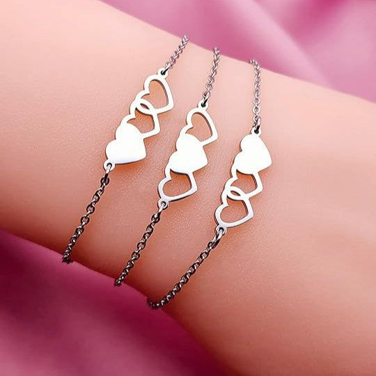 new arrivalfashion accessible luxury bracelet fashion best selling creative stainless steel heart chain bracelet 3-piece set