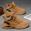Men's winter fleece-lined warm cotton shoes, thick-soled work shoes, non-slip outdoor sports casual hiking martin boots, trendy footwear