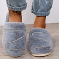 2024 fall/winter new women's closed-toe slippers rhinestone flat z-shaped fuzzy slippers indoor/outdoor fleece-lined cotton slippers