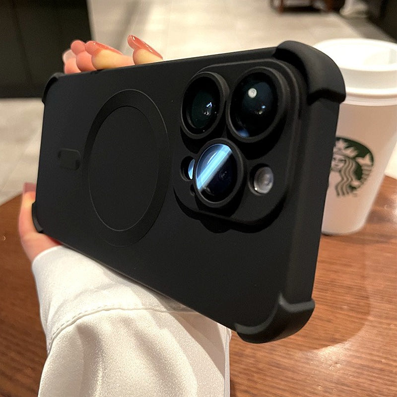 Suitable for iphone17pro mobile phone case liquid air bag four-corner magnetic suction apple 14 lens film all-inclusive protective cover