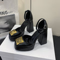 Export super high-heeled women's sandals  k-style square toe bag heel thick heel export women's flats buckle sandals wholesale