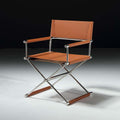 Vasily chair - vintage-inspired designer white stainless steel saddle leather folding leisure sofa chair/dining chair