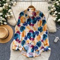 Vacation style printingcomfortable breathable easiest for match shirt women's summerloosecardigan style easiest for matchslimming looktops