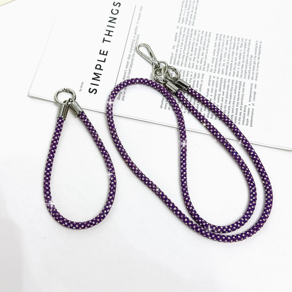 High-end, understated luxury: 0.7mm full diamond, 3-in-1 multi-functional phone chain, crossbody candy-colored multi-shape sparkling diamond goddess lanyard