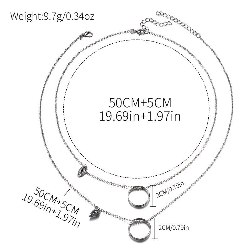 European and american cross-border minimalist double-layer irregular circle necklace, light luxury niche heart patchwork jewelry necklace, couple's style