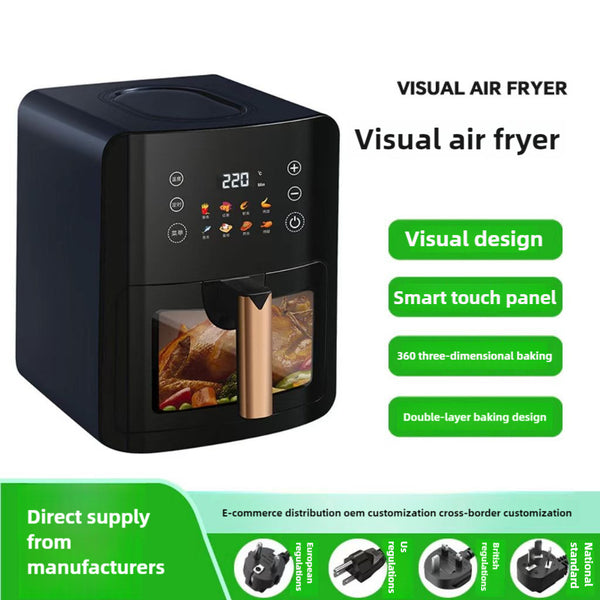 Foreign trade export visual 6L household air fryer electric fryer large capacity touch model European, American and British export factory