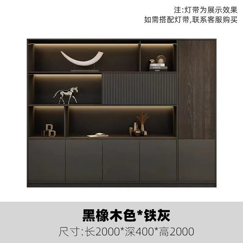 Office bookcase boss background cabinet file cabinet wooden information cabinet storage storage wall floor cabinet