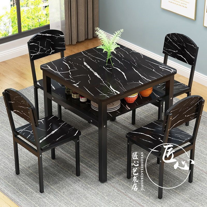 Simple double-layer dining table and chair combination square table for homeeconomic small apartment dining table and chair fashion storage small table