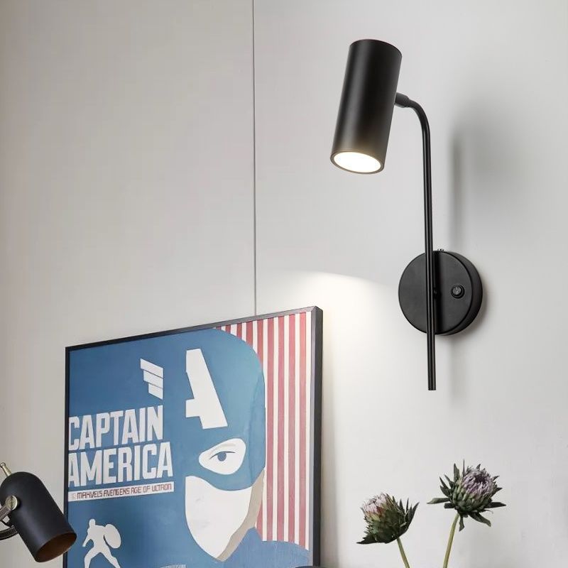 Nordic living room background wall lamp post-modern creative minimalist reading wall sconce rotatable with switch bedroom bedside
