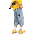 Boys' summer denim shorts:  new trendy & stylish boy's summer cropped pants, lightweight shorts for mid-to-large children