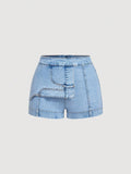 In-stock - 37128#  cross-border fashionable women's denim shorts for casual outings (us & european market)
