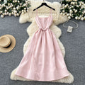 French chic high-end bow detail corset waist slip dress - women's  summer fashion maxi gown