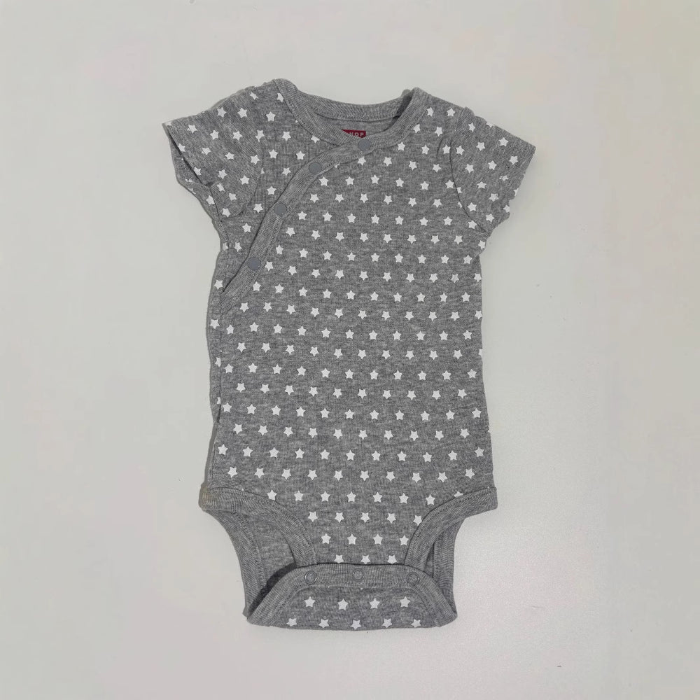 Export original order infant male and female baby slanted button pullover pure cottonprinting half-sleeved bottom triangle khaki