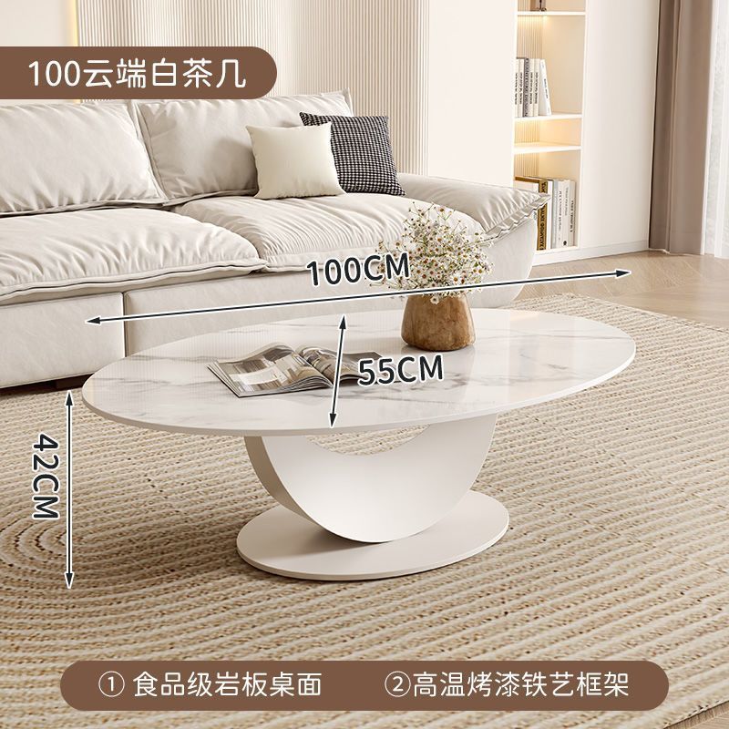 Cream style crescent rock slab coffee table living room for home rental house table classycasual small apartment coffee table combination