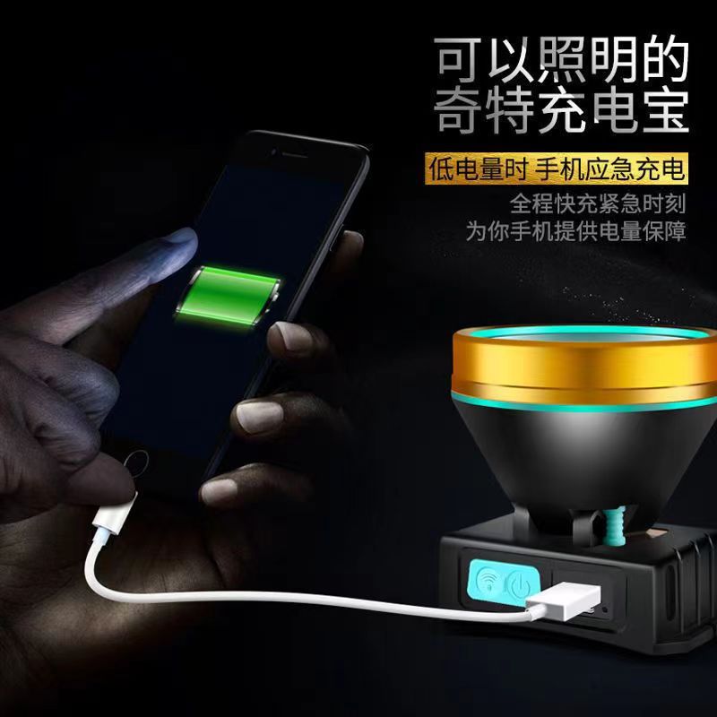 Induction Strong Light Headlight LED Rechargeable Outdoor Lighting Flashlight Headset Night Fishing Light High Power Miner Light