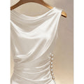 Women's new summer french chic elegant satin sleeveless slim-fit midi dress - perfect for going out and dating