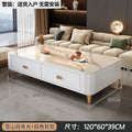 [no installation required] 120 snow mountain white rock slab + white cabinet gold airplane leg coffee table