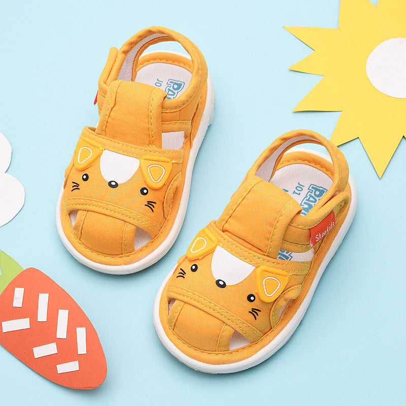 Baby boys' sandals summer baby girls' shoes 0-1-2-3 years old infant soft sole prewalker shoes squeaky shoes cloth shoes