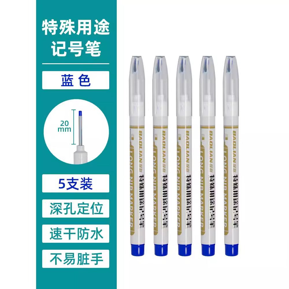 Baolian long-head marker pen, oil-based woodworking special marker pen, ceramic tile special purpose construction site long mouth black red blue deep