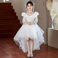 Girls' formal dresses, train, short front and long back, ready-made tulle skirts, girls' runway princess dresses, ready-to-ship for export, piano recital dresses