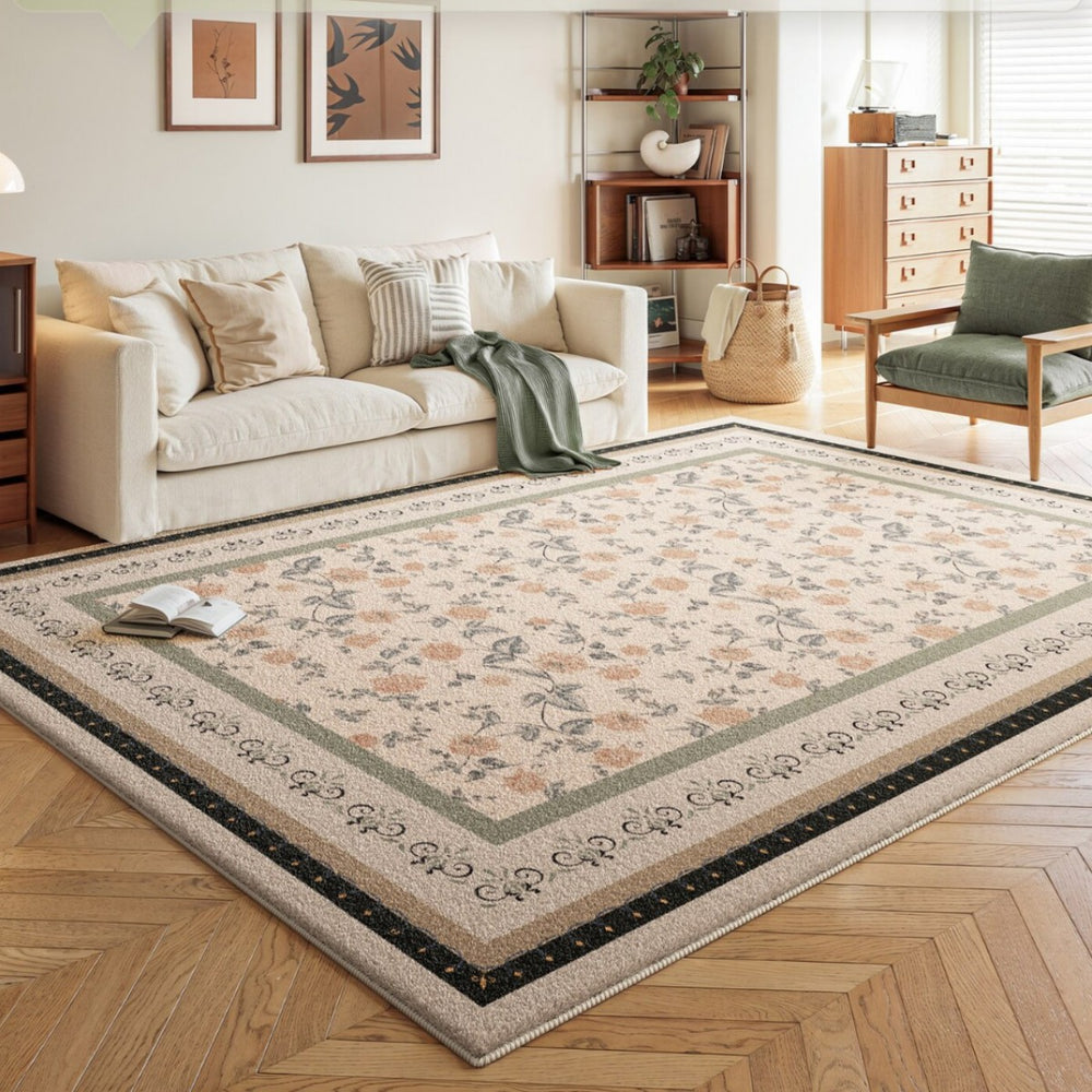 Carpet living room no-wash and wipeable medieval cream style soundproof bedside bedroom non-slip sofa floor mat full coverage large area