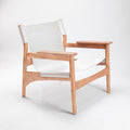 Natural wood color with white leather