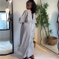European and american cross-border women's clothing:  autumn new arrivals - casual plus size deep v-neck loose fit long backless dress