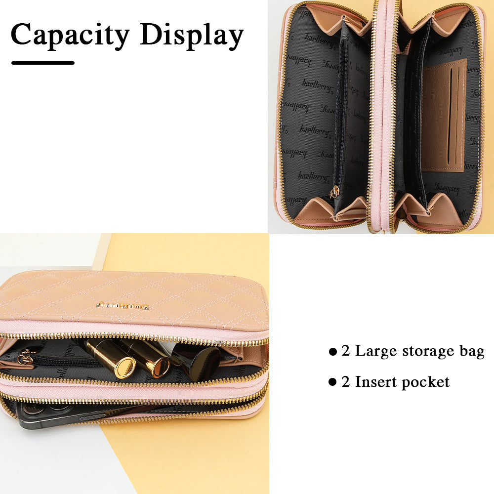 Baellerry's new women's mobile phone bag, European and American fashion plaid large-capacity zipper, single shoulder small crossbody explosion