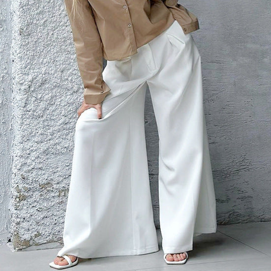 Premium white suit pants drape wide-leg pants women's autumn 2025 European and American  women's temperament loose trousers