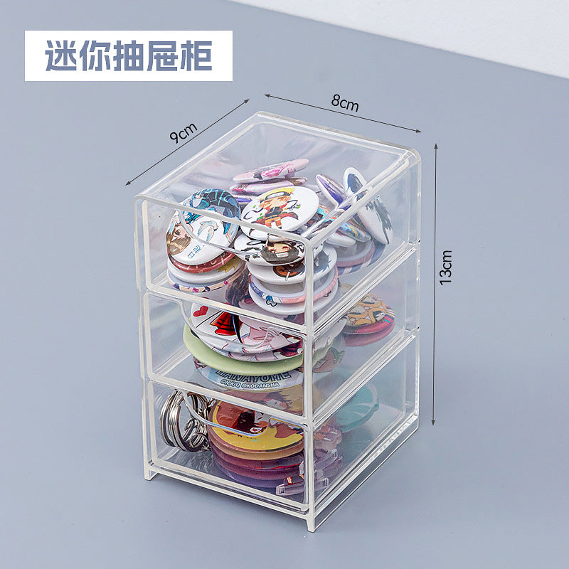 Desktop figure transparent storage box Multifunctional badge bar storage box Plastic peripheral drawer storage box