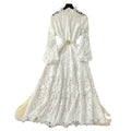 French retroelegancedresswinternew arrivalclassy sensecut out crochet lace waist elegant long skirt