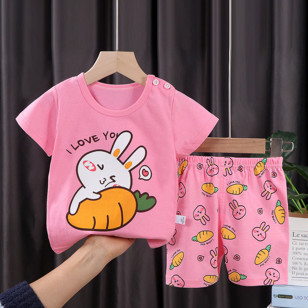 summer new arrival: 100% cotton kids' short-sleeve t-shirt and shorts set - korean style infant and toddler two-piece outfit