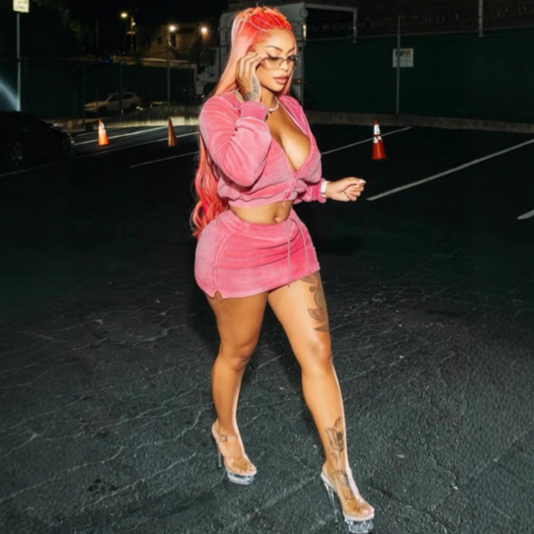 Cross-border Europe, America and 2025 new solid color fashion suit hooded open button long-sleeved cardigan hip skirt two-piece set