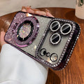 Magnetic stand suitable for iphone17 gradient glitter mobile phone case 16pro electroplated rhinestone 13 protective cover with diamonds