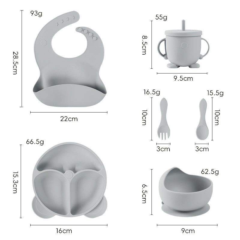 Silicone kids' meal set: baby food training suction bowl, food-grade fork and spoon, feeding utensils for babies