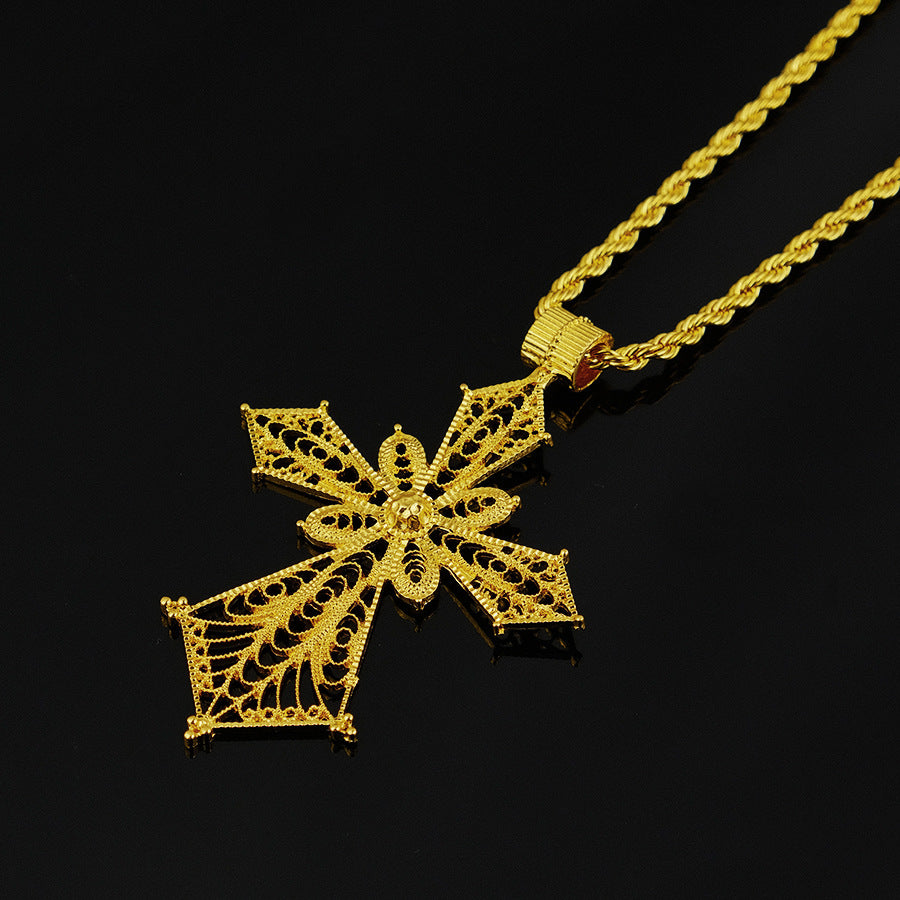 24k ethiopian big cross jewelry pendant gold african eritrean traditional wedding