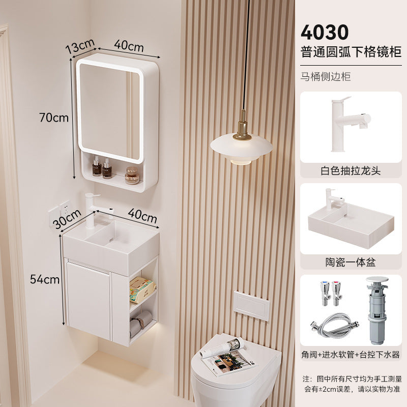 Waterproof honeycomb aluminum small apartment side open room storage bathroom cabinet combination ceramic wash basin washbasin washbasin