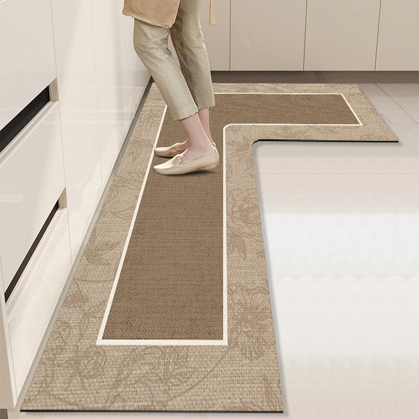 Kitchen special floor mat, diatom mud L-shaped whole absorbent pad, oil-absorbing non-slip, scrubbable leave-in carpet, oil-proof and dirt-resistant