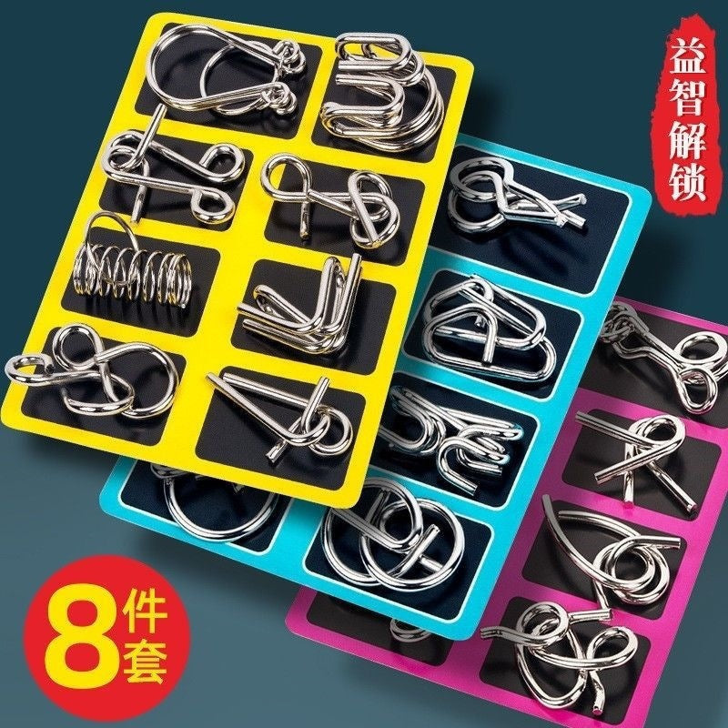 Nine-link series unlock ring unlock full set of intelligence buckle 8-piece ABC metal puzzle intelligence buckle