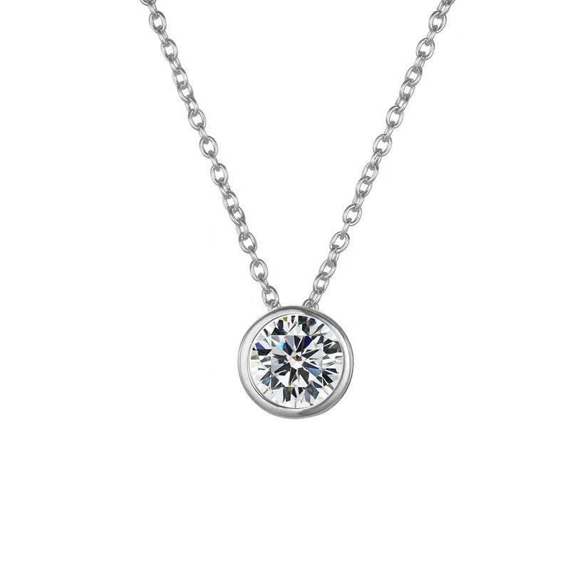 S925 silver clavicle chain pure pendant with chain european and american live broadcast hot-selling moissanite necklace accessible luxury high-end