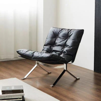 Ohm casual chair - nordic wabi-sabi style designer import: leather, goose down filling, metal frame, comfortable single sofa chair