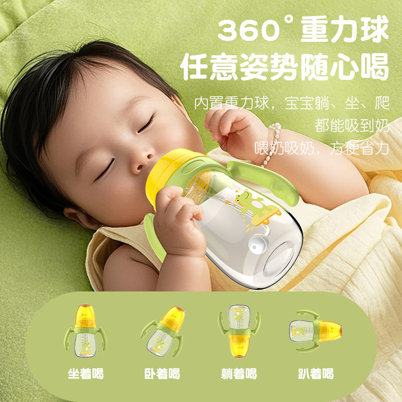 English boxed pacifier 210/240/300ml cactus series with handle PP bottle with straw