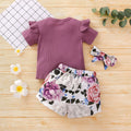 hot-selling summer ribbed, skin-friendly girls' floral print pants and top set. available in multiple colors. 100% cotton